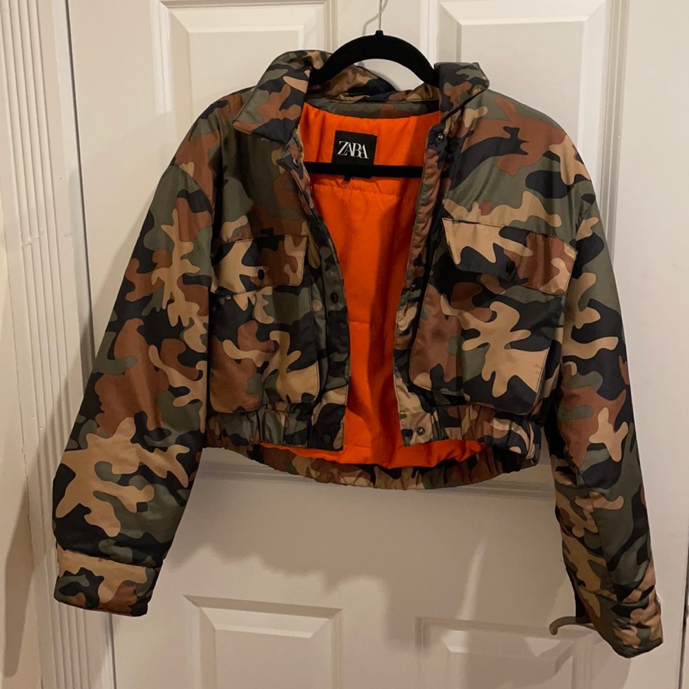 Zara Cropped Army bomber
